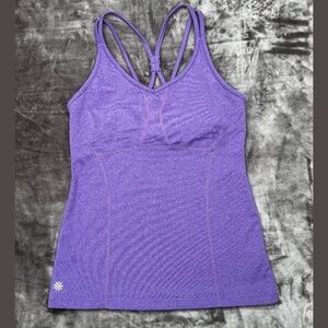 Athleta Purple Heathered Racerback Tank Top w/ Criss-Cross Straps & Built In Bra